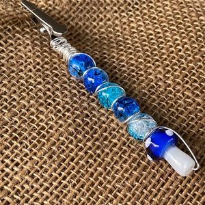 Blue Mushroom Roach Clip/Debit Card Holder/ ATM Assist /Jewelry Assist